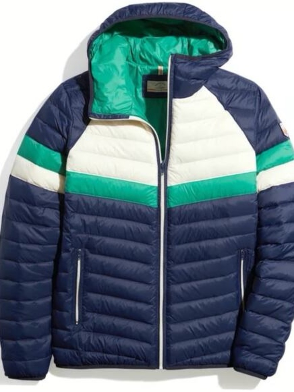 Marine Layer Lost & Found, Mens Brighton Down Jacket Retro Puffer Hood - M